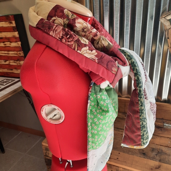 Vtg Quilt patch Scarf upcycled original sustainable Dont Throw It Out - Picture 3 of 4